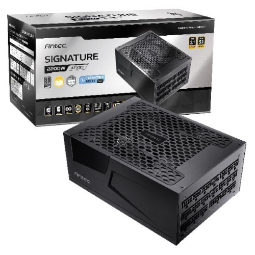 ANTEC SIGNATURE 2200 PLATINUM ALIMENTATORE 2.200 W 80 PLUS PLATINUM CONDENSATORI GIAPPONESI COMPLETAMENTE MODULARE PFC ATTIVO PCIe 5.1 ATX 3.1 NERO
